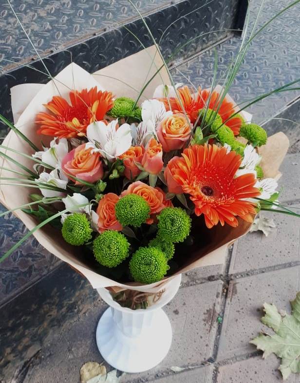Букет цветов из: Герберы, Хризантемы, Альстромерии и Розы в Алексеевка Уфимский район