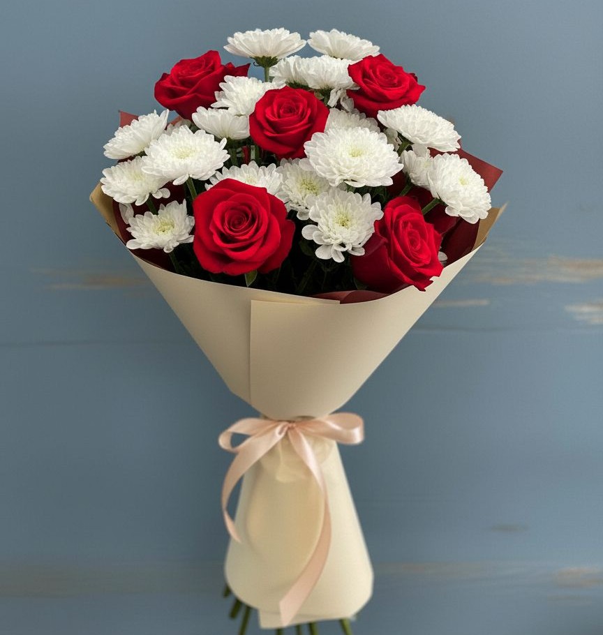 Букет цветов из: Розы и Хризантемы в Алексеевка Уфимский район