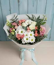 Букет цветов из:  Розы, Лизиантусы и Хризантемы в Алексеевка Уфимский район