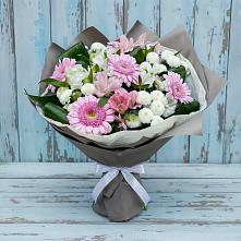 Букет цветов из:  Герберы, Альстромерии и Хризантемы в Алексеевка Уфимский район
