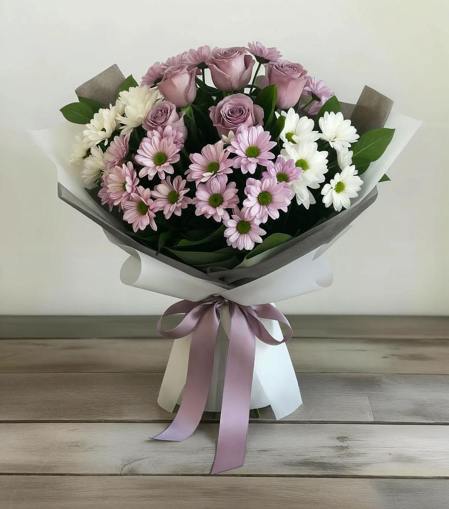 Букет цветов из: Хризантемы и Розы в Алексеевка Уфимский район