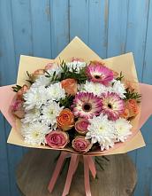 Букет цветов из:  Розы, Герберы и Хризантемы в Алексеевка Уфимский район