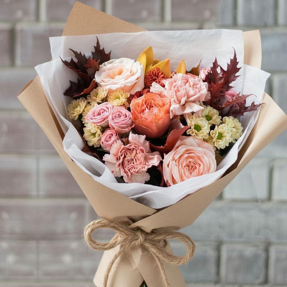 Букет цветов из: Гвоздики, Хризантемы и Розы в Алексеевка Уфимский район