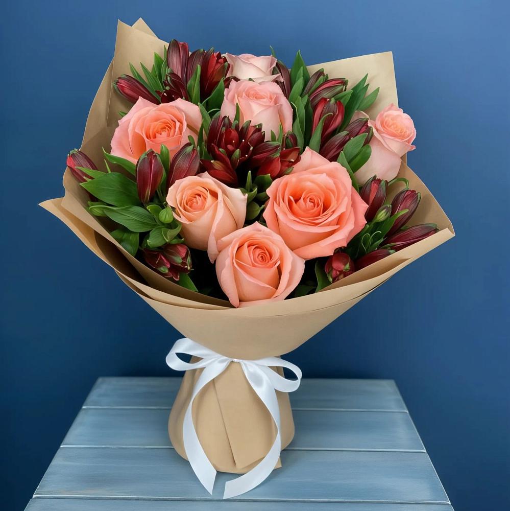 Букет цветов из: Розы и Альстромерии в Алексеевка Уфимский район