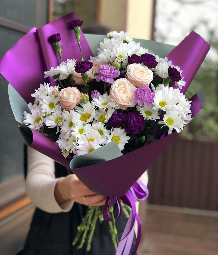 Букет цветов из: Хризантемы, Гвоздики и Розы в Алексеевка Уфимский район