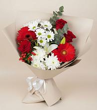 Букет цветов из:  Розы, Хризантемы, Герберы и Лилии в Алексеевка Уфимский район