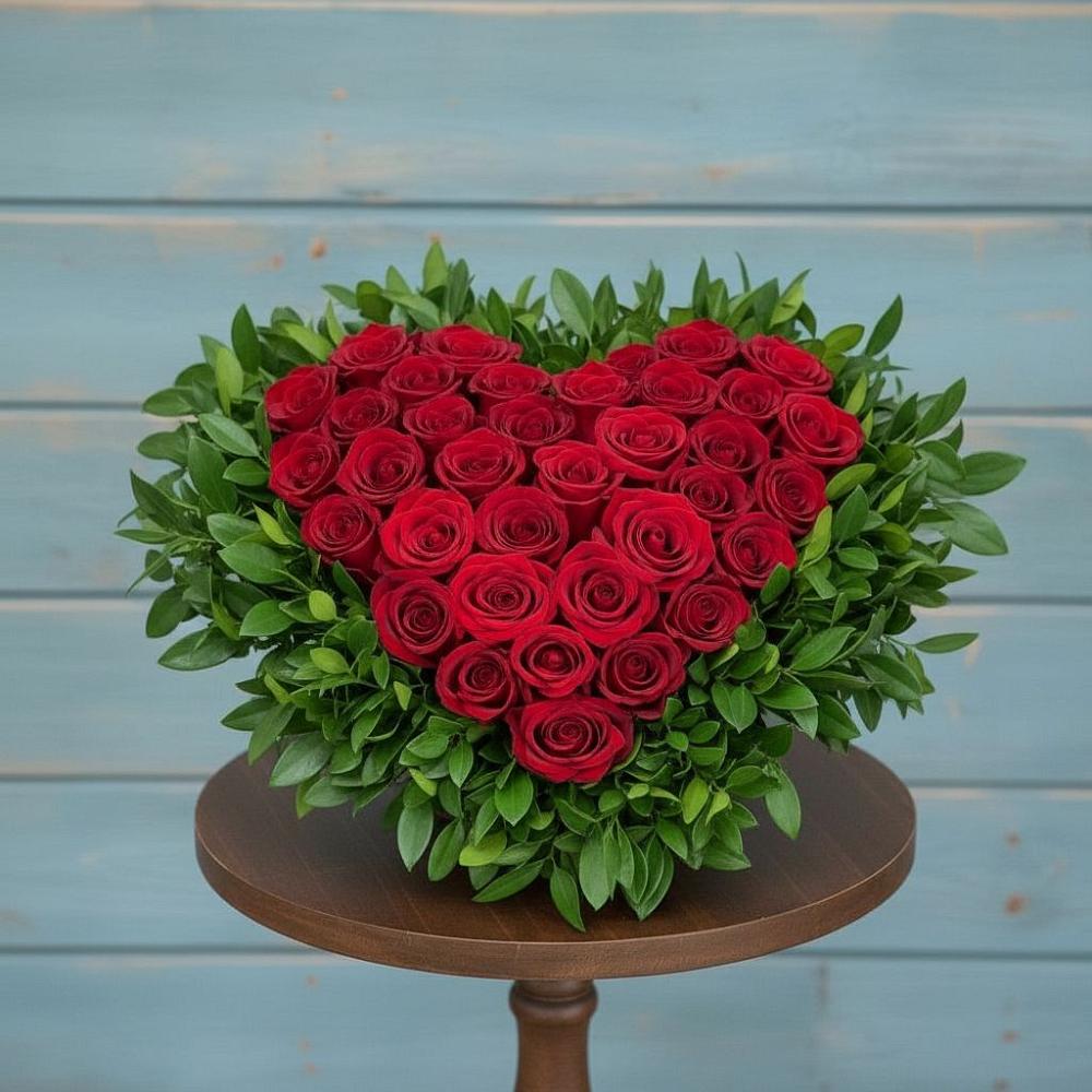 Цветочная композиция из Розы в виде сердца в Алексеевка Уфимский район