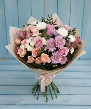 Букет цветов из:  Хризантемы, Розы и Альстромерии в Алексеевка Уфимский район