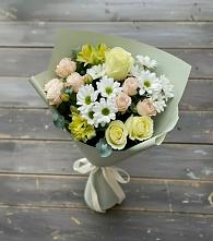Букет цветов из:  Альстромерии, Розы и Хризантемы в Алексеевка Уфимский район