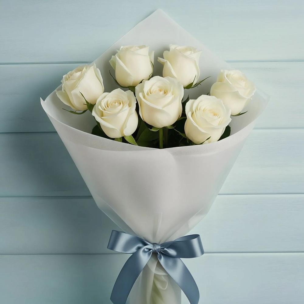 Букет 7 Белых роз Эдлесс Лав в Алексеевка Уфимский район